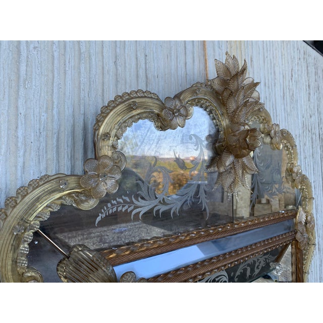 Mid 18th Century 18th Century Crest Top Venetian Rectangular Mirror, Handmade and Hand Silvered For Sale - Image 5 of 18