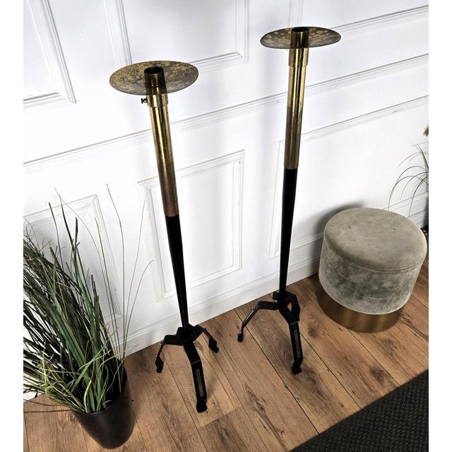 Tall Mid-Century Modern Italian Floor Candleholders, 1970s, Set of 2 For Sale - Image 6 of 8