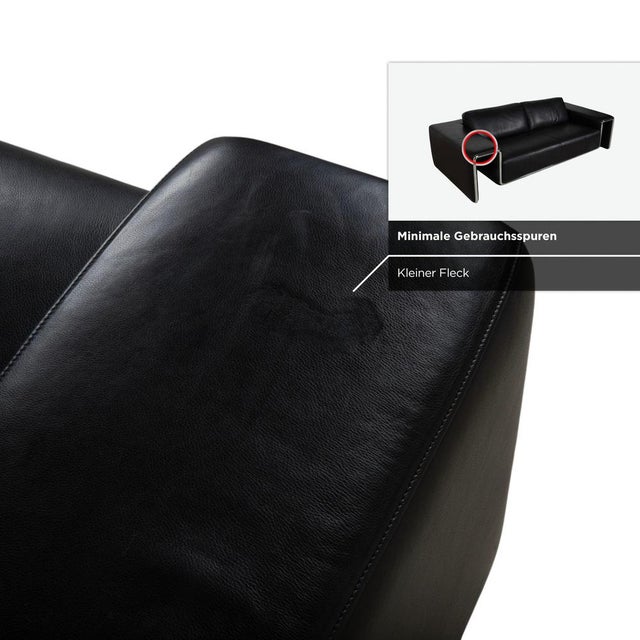 DS-180 Leather Three-Seater Black Sofa from de Sede For Sale - Image 6 of 12