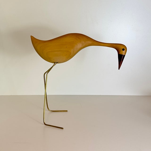 Tan Milwerk Mid-Century Modern Handcrafted Wood Heron Sculpture, 2022 For Sale - Image 8 of 15