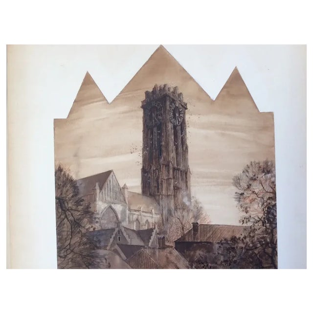 Figurative Vintage Illustration Art St Rumbold Flanders, Christmas Card Art, Signed For Sale - Image 3 of 7