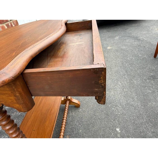 Antique Victorian Walnut Bobbin Leg Side Table With Drawer For Sale - Image 9 of 17