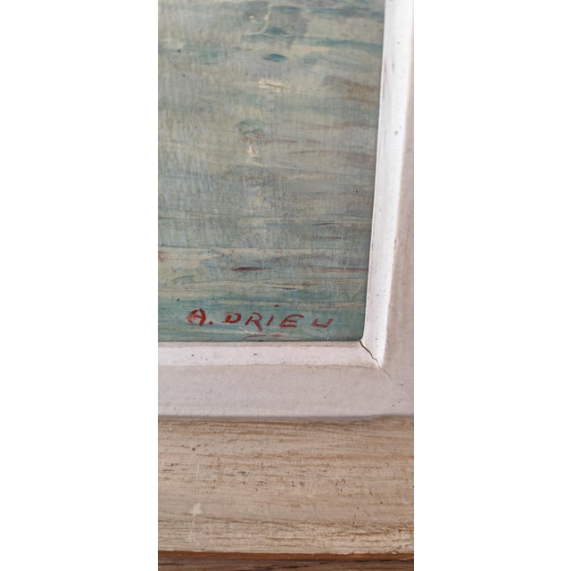 Andre Drieu, Normandy Harbour, 1950s, Oil Painting on Canvas, Framed For Sale - Image 6 of 8