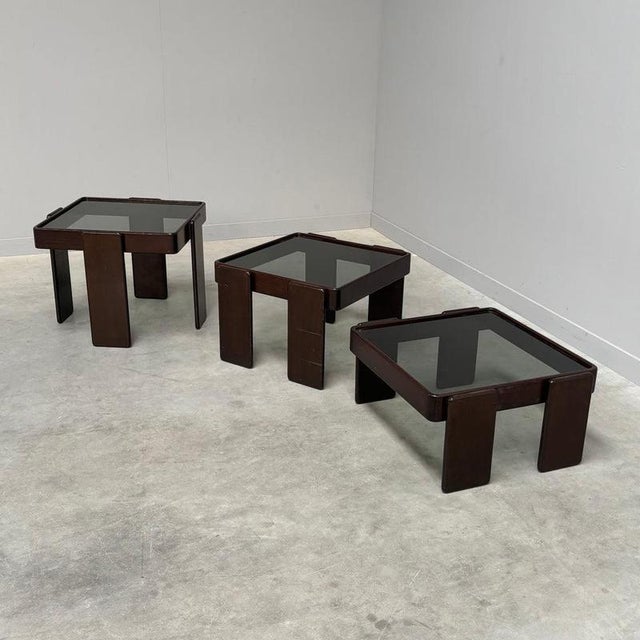 Remarks: Nesting tables designed by Gianfranco Frattini for Cassina, Italian design 1960s. Tables are in a very good...