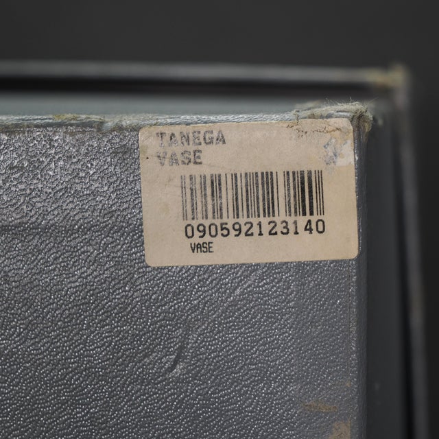 1989 Lalique Tanega Green Frosted & Clear Crystal Leaf Vase in Original Box For Sale - Image 11 of 11