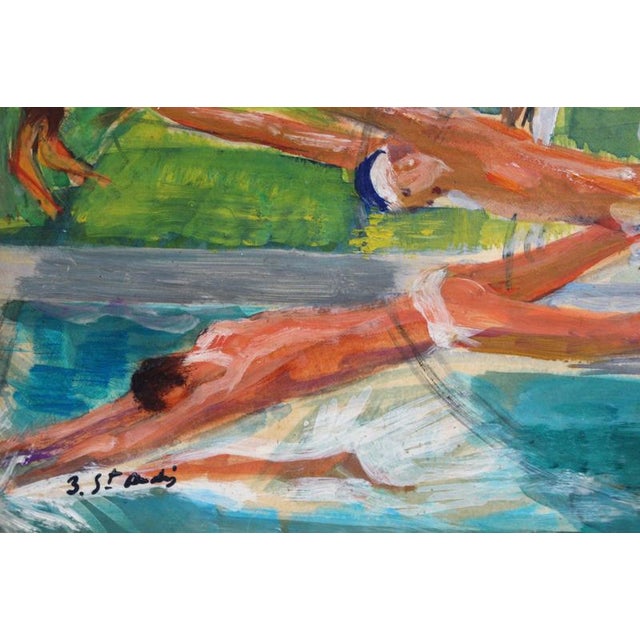 Berthommé Saint-André, The Divers, 1930s, Oil Painting on Board, Framed For Sale - Image 13 of 17