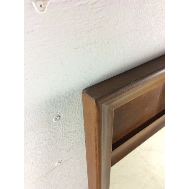 Mid Century Modern Wall Mirror With Beveled Frame & Walnut Inlay For Sale In Philadelphia - Image 6 of 12