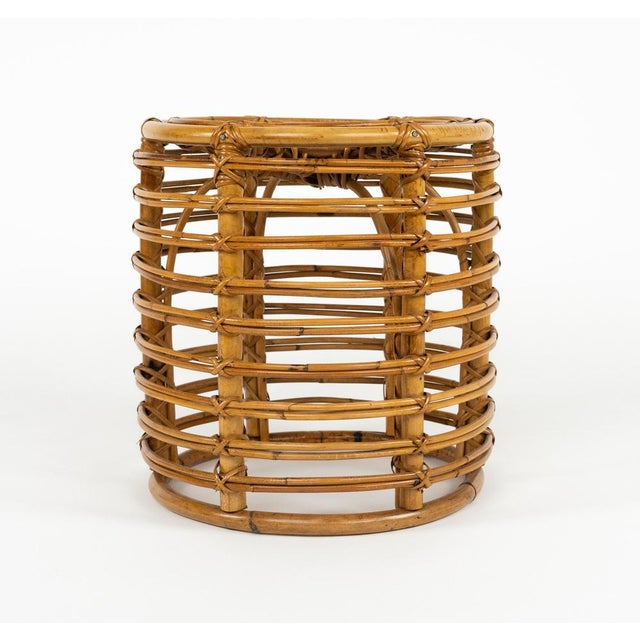 Mid-Century Modern Mid-Century Modern Rattan and Bamboo Stool by Tito Agnoli, Italy, 1960s For Sale - Image 3 of 12