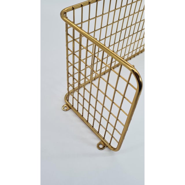 Gold Wall Shelf with Metal Mesh, 1970s For Sale - Image 6 of 10
