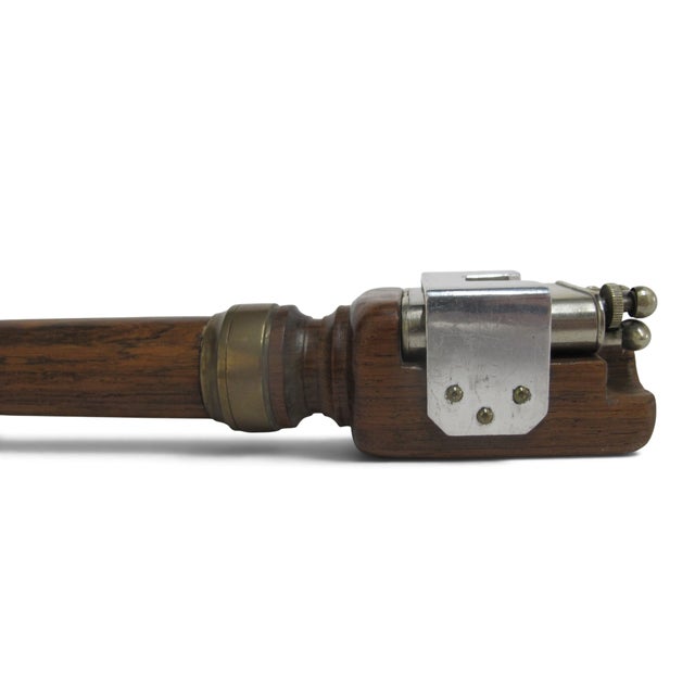 Platinum The Clark Lift Arm Lighter Fraternity Crest Antique Gadget Cane Walking Stick For Sale - Image 8 of 16