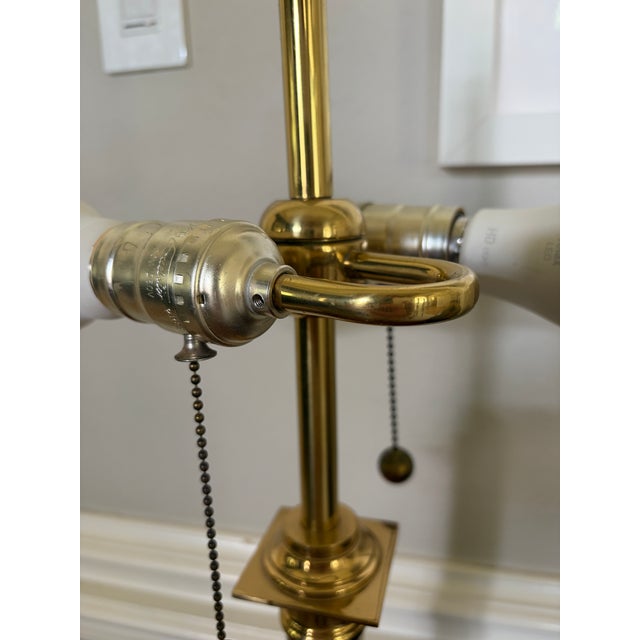 1980s Vintage French Empire-Style Brass Column Table Lamp With Black Stone Base For Sale - Image 5 of 13