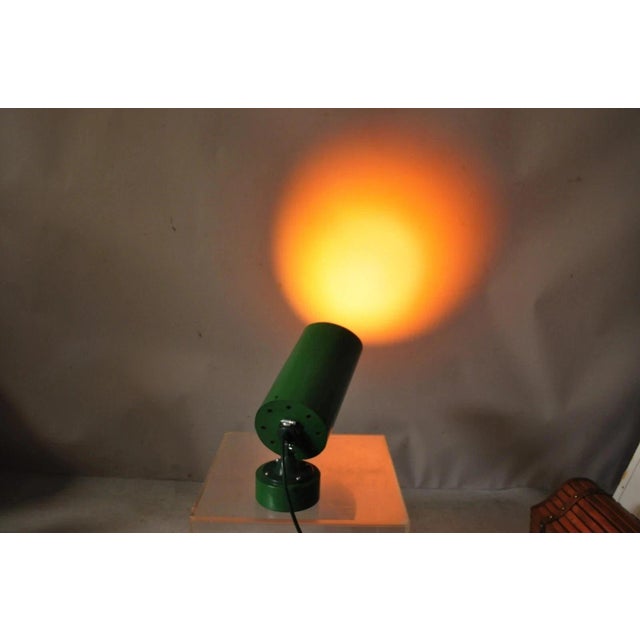Modern Green Steel Metal Adjustable Theater Production Spot Light Table Lamp. Item features a round weighted base,...