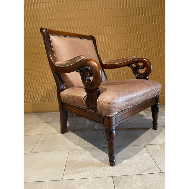 Empire Revival Leather and Mahogany Library Armchair For Sale - Image 12 of 12