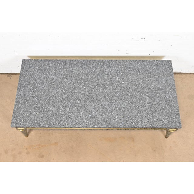 Wood 1960s Maison Jansen Attributed French Regency Louis XVI Granite Top Coffee Table For Sale - Image 7 of 12