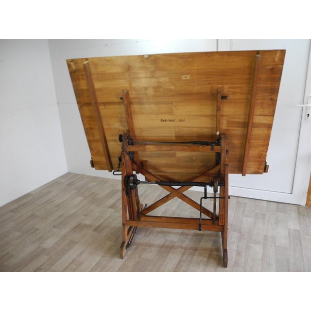 Unusual antique drawing table, circa 1900-1920, in the Bauhaus style. Highly unusual mechanism, fully functional. The...