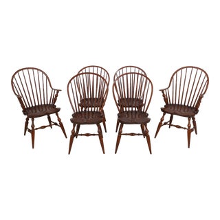 Set of 6 b.delin Bench Made Windsor Dining Room Chairs For Sale