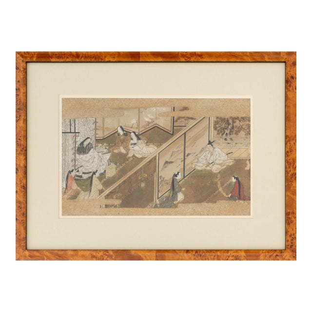 Japanese Tale of Genji Mixed Media, Edo Period For Sale