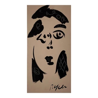 20th Century Abstracted Neutral Portrait Painting by Peter Keil With Coa For Sale