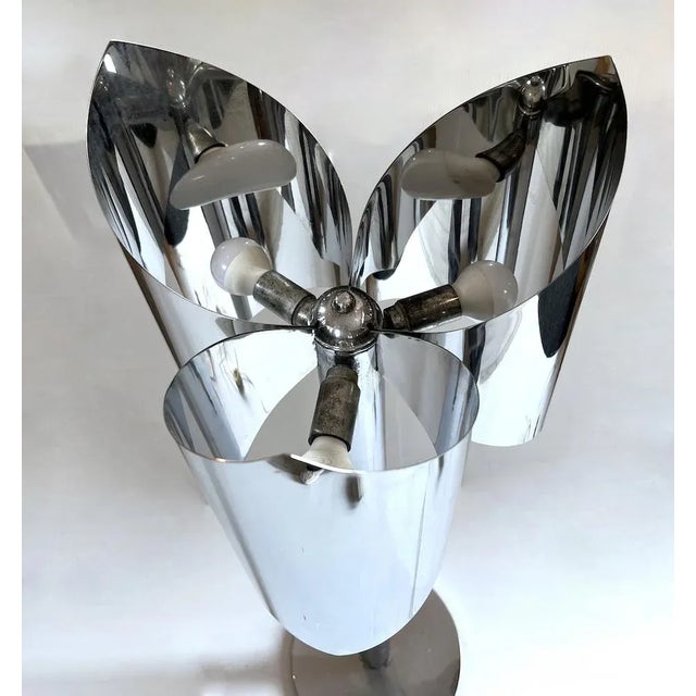 Metal Lamp in Steel attributed to Francois Monnet, 1970s For Sale - Image 7 of 8