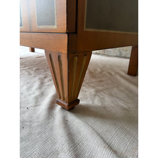 Wood Vintage Drexel Heritage Hand-Painted Neoclassical Dresser With Faux Stone Top For Sale - Image 7 of 16