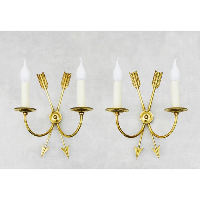Neoclassical Crossed Arrow Wall Lights from Maison Jansen, 1960, Set of 2 For Sale - Image 10 of 10