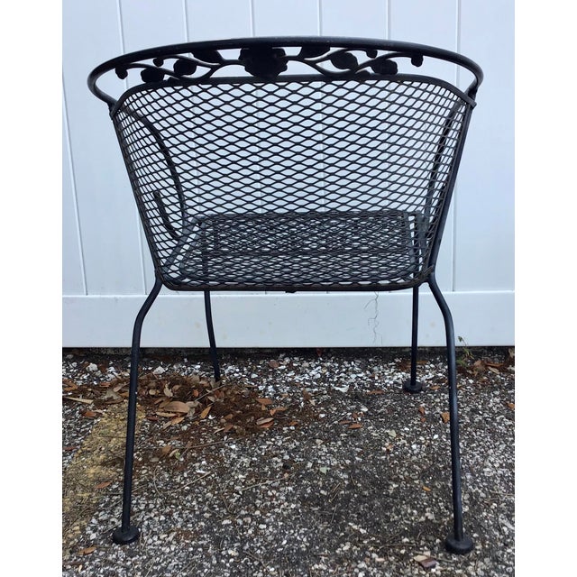 Vintage Wrought Iron Barrel Back Garden Patio Dining Arm Chair a Pair