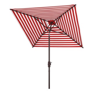 Athens 7.5 Ft Square Crank Umbrella, Red With White Understripe For Sale