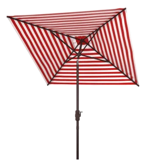 Athens 7.5 Ft Square Crank Umbrella, Red With White Understripe