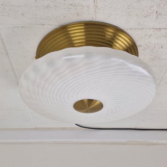 Large Mid-Century Italian Swirl Murano Glass Flush Mount, 1970s For Sale - Image 13 of 13
