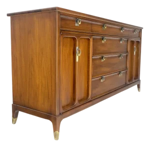 Very Fine American Walnut 6 Drawers 2 Doors Compartment 67" Long Dresser