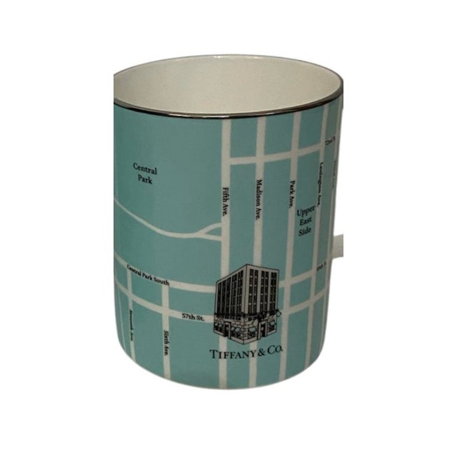 Ceramic ModernTiffany and Co. New York Fifth Avenue Manhattan Map Mugs, Blue, Limited Edition - Pair For Sale - Image 7 of 9