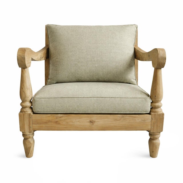 Wood Teak Outdoor Club Chair For Sale - Image 7 of 8