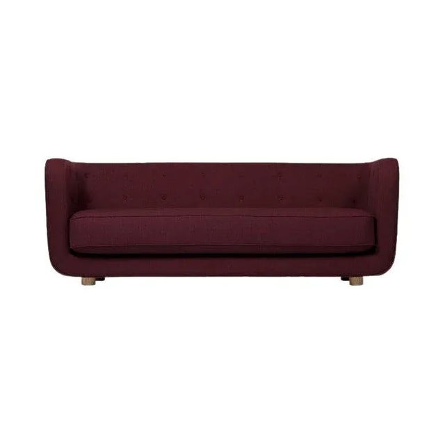 Maroon and Natural Oak Raf Simons Vidar 3 Vilhelm Sofa by Lassen For Sale - Image 9 of 9