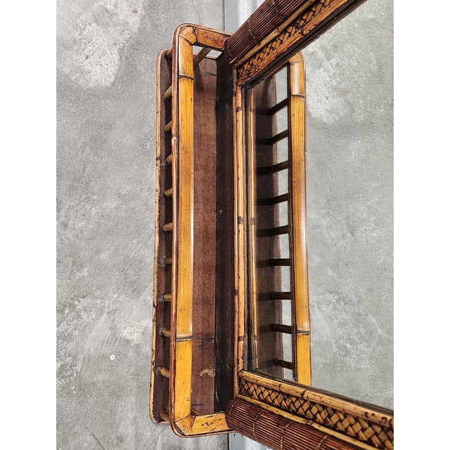 Vintage Bamboo & Rattan Pagoda Mirror For Sale - Image 10 of 12