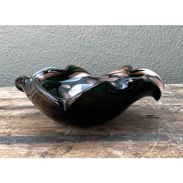 Art Deco Vintage Italian Art Glass Bowl After Murano For Sale - Image 3 of 12