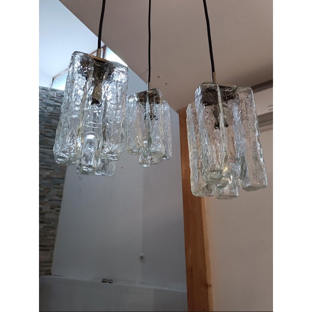 Granada Hanging Lamp in Ice Glass attributed to J. T. Kalmar for Kalmar Franken Kg, 1970s For Sale - Image 3 of 10