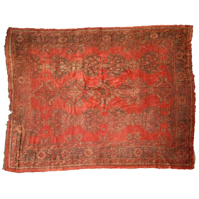 Orange 1900s, Handmade Antique Turkish Oushak Rug 9' X 11' For Sale - Image 8 of 8