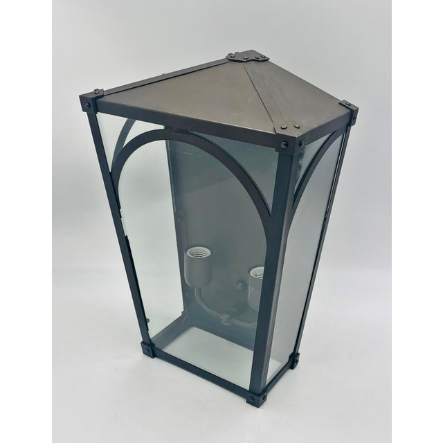 American Remains Lighting "Mercer 17" Exterior Brass Lantern or Wall Sconce, American For Sale - Image 3 of 10