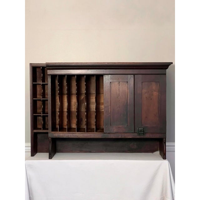 Wonderful hotel front desk/concierge cabinet with open and hidden vertical organizers and side pigeonhole cubby storage,...
