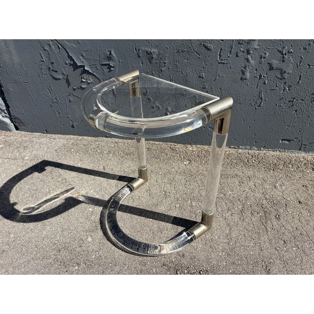 Silver 1980s mall Lucite Side Table For Sale - Image 8 of 8