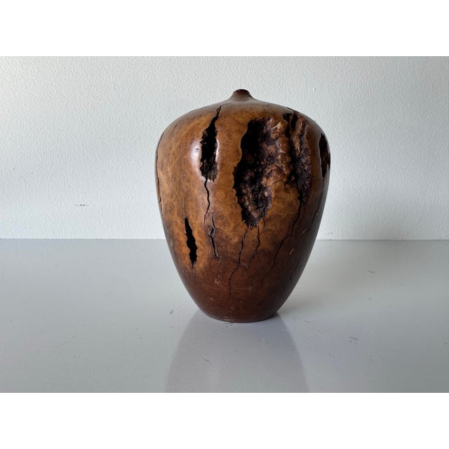 1979 Hap Sakwa Sculptural Burl Wood Turned Vase For Sale - Image 11 of 12