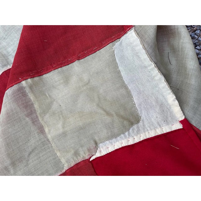Textile Large Antique American Flag 48 Star Wool With Sewn Stars and Stripes With Wonderful Old Repairs Rare. 12x8’ For Sale - Image 7 of 7