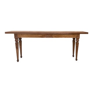 French Louis XVI Style Carved Oak Convertible Console or Dining Table For Sale
