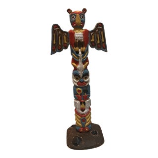 Vintage Mid-Century Style Molded Plastic Miniature Totem Pole Figurine For Sale