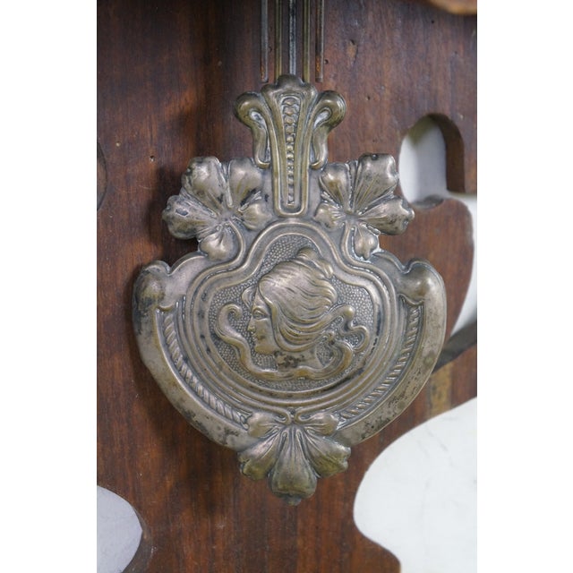 Wood Antique Art Nouveau German Black Forest Jugendstil Walnut Regulator Wall Clock For Sale - Image 7 of 18