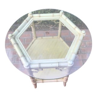 Vintage Faux Bamboo Chinoiserie Side Table, Allegro for Thomasville For Sale