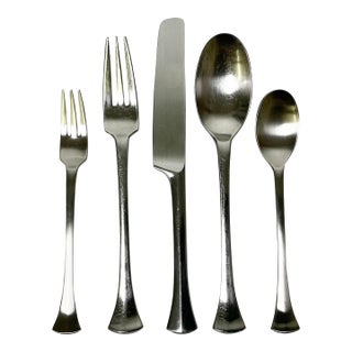 1986 Vintage Danish Boho Chic Dansk Thistle Stainless Steel Flatware, 8 Place Setting - 42 Total Pieces For Sale