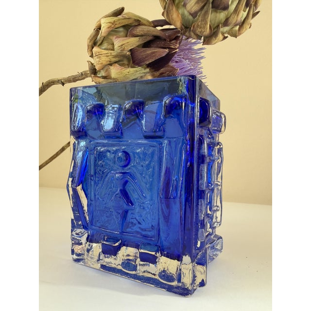 Cobalt Blue Pressed Glass Vase by Josef Schott for Smålandshyttan, Sweden, 1960s For Sale - Image 18 of 18