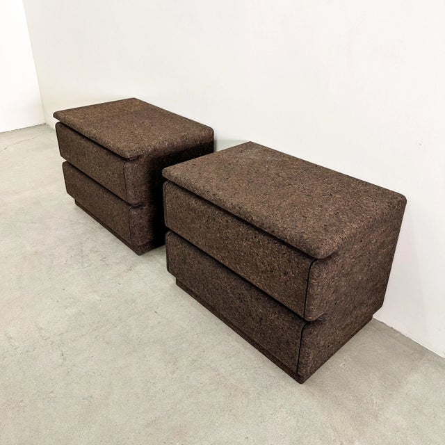 Pair of Vintage Mid Century Modern Nightstands in Chocolate Cork For Sale - Image 9 of 11