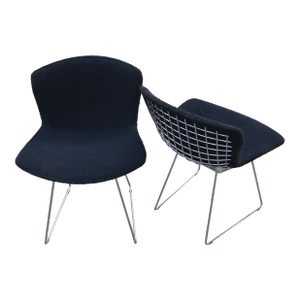 Vintage Bertoia Side Chairs With Full Cover Black Upholstery by Harry Bertoia for Knoll